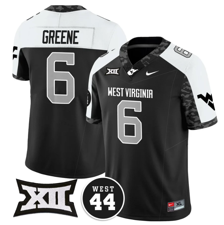 Garrett Greene Jersey #6 West Virginia Mountaineers 2024 Vapor Limited Football Honor Jerry West Stitched Alternate