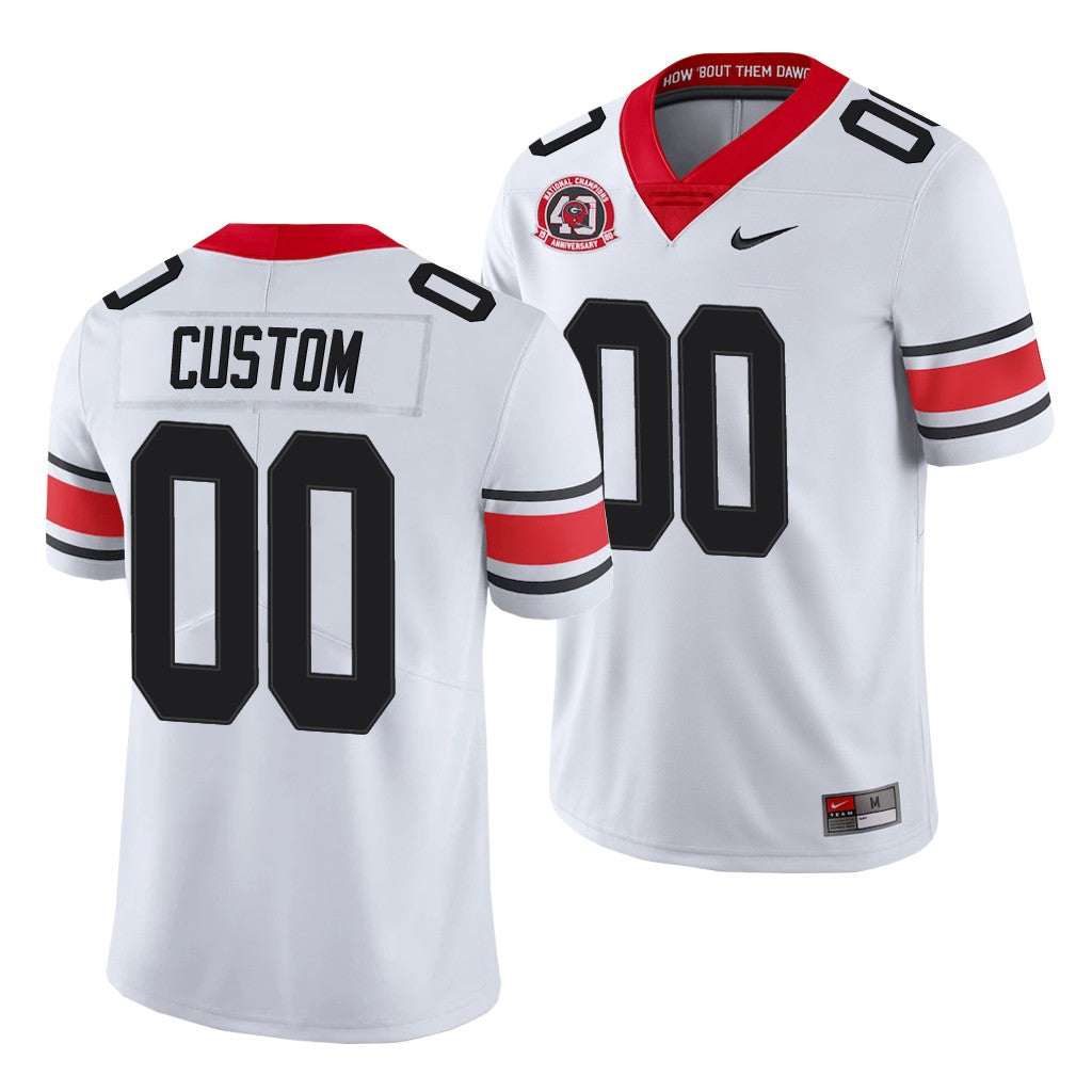 Georgia Bulldogs Custom White College Football 40th Anniversary Alternate Jersey