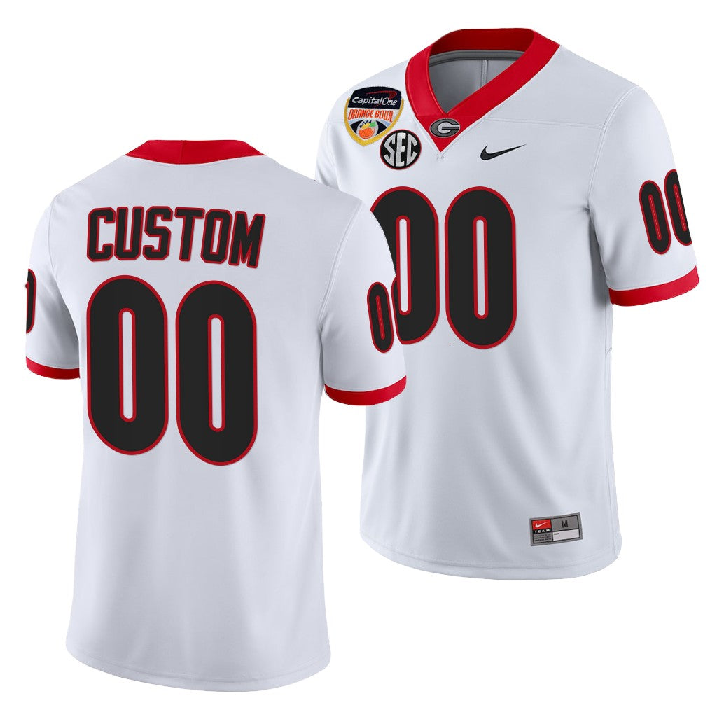 Georgia Bulldogs Custom 2021 Orange Bowl White 100th Anniversary Jersey