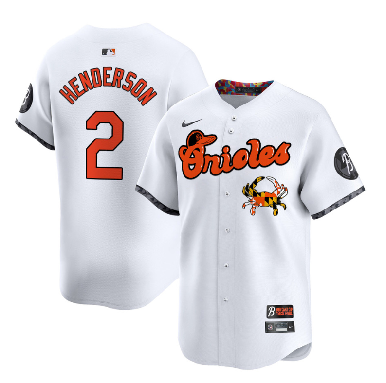 Gunnar Henderson Jersey #2 Baltimore Orioles Maryland Blue Crab Vapor Stitched White