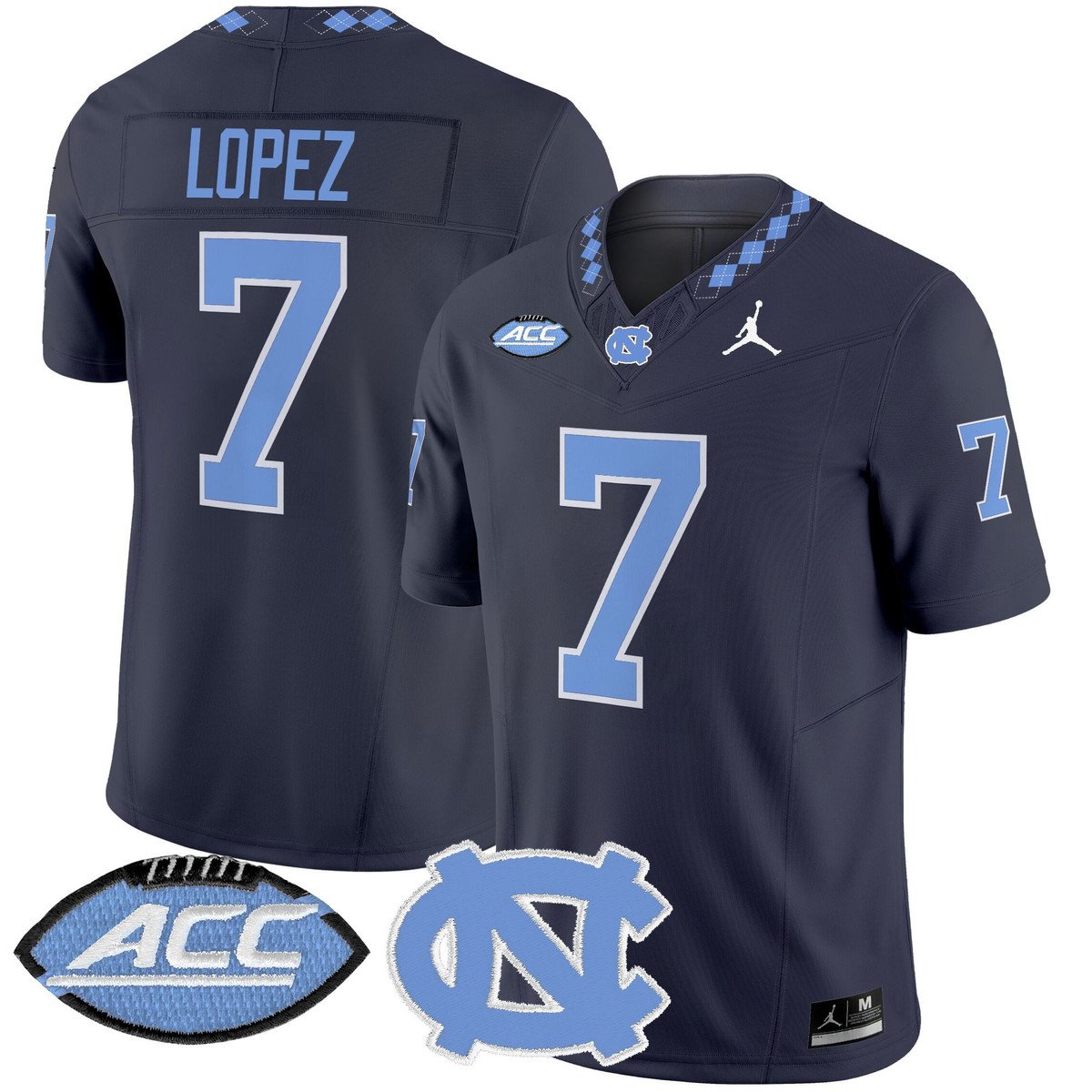 Gio Lopez Jersey #7 North Carolina Tar Heels 2025 Limited Stitched Navy