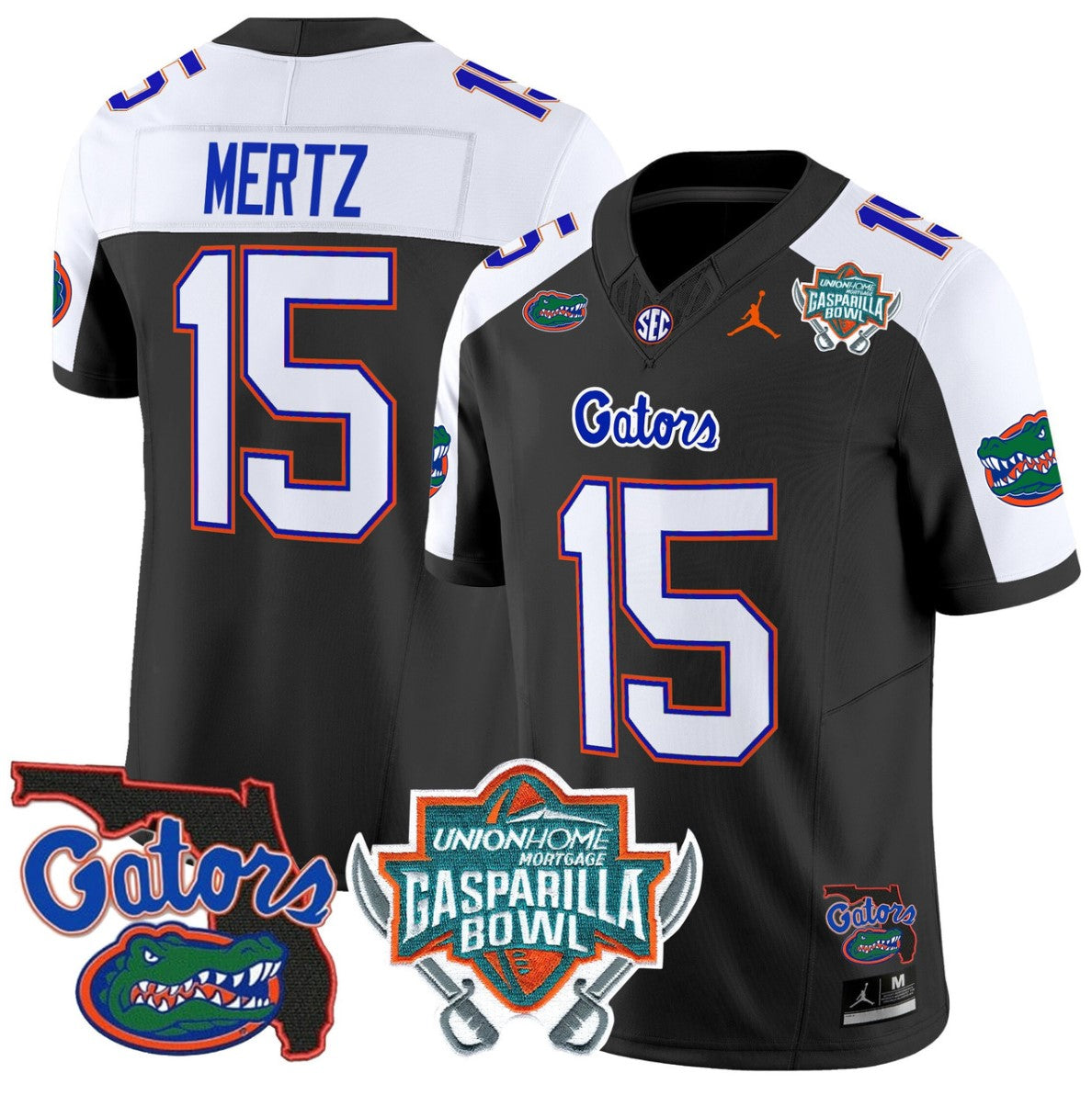 Graham Mertz Jersey #15 Florida Gators 2025 Gasparilla Bowl Patch Black Alternate