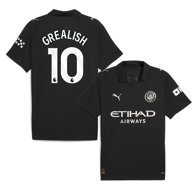 GREALISH #10 Manchester City 2025-26 Away Jersey – Black
