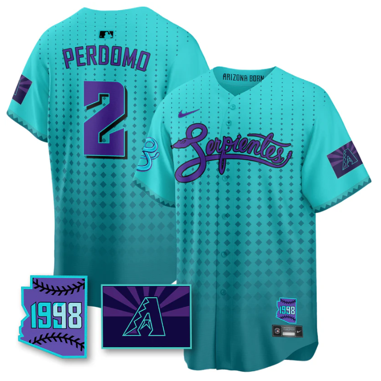 Geraldo Perdomo Jersey #2 Arizona Diamondbacks Serpientes City Connect Stitched Teal