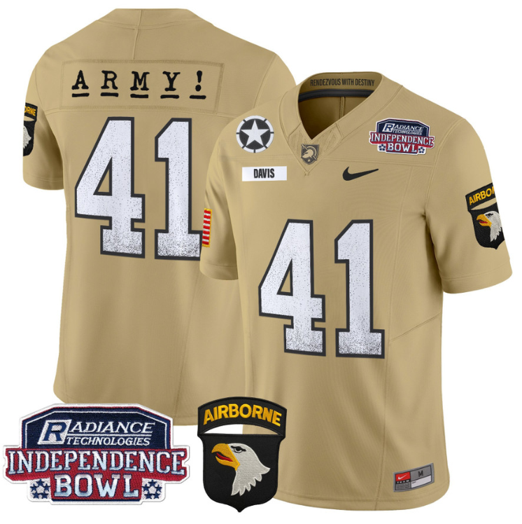 Glenn Davis Jersey #41 Army Black Knights Independence Bowl Patch Tan