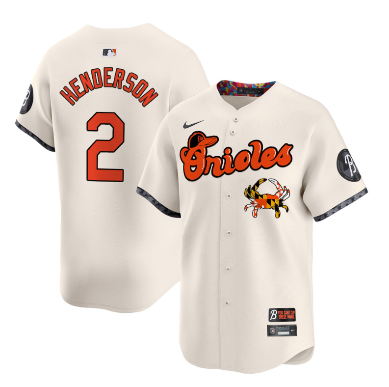 Gunnar Henderson Jersey #2 Baltimore Orioles Maryland Blue Crab Vapor Stitched Cream