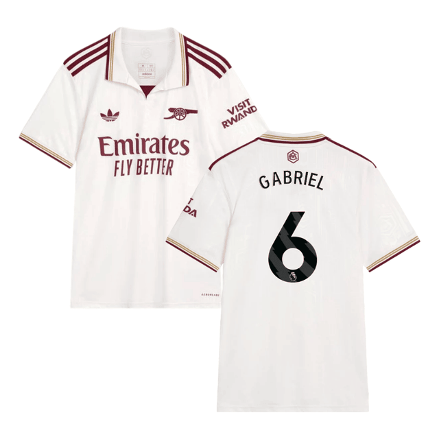 Gabriel Magalhaes #6 Arsenal 2025-26 Third Jersey – Cream