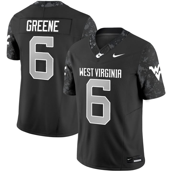 Garrett Greene Jersey #6 West Virginia Mountaineers 2025 Vapor Stitched Coal