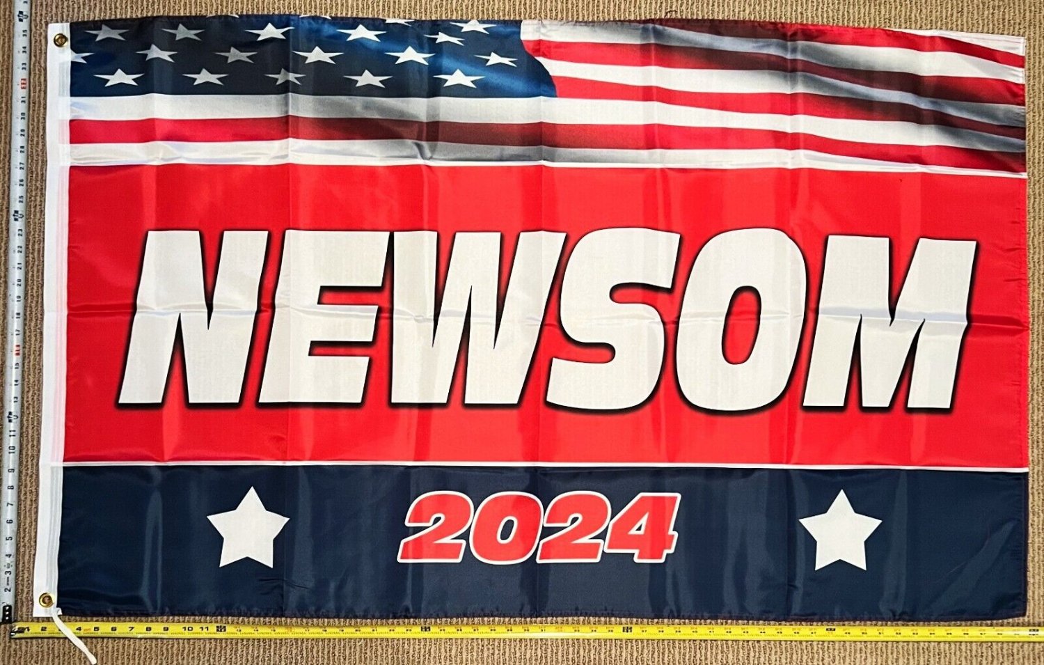 Gavin Newsom Flag Red 2024 Democracy Democrat Equality USA Sign 3x5'