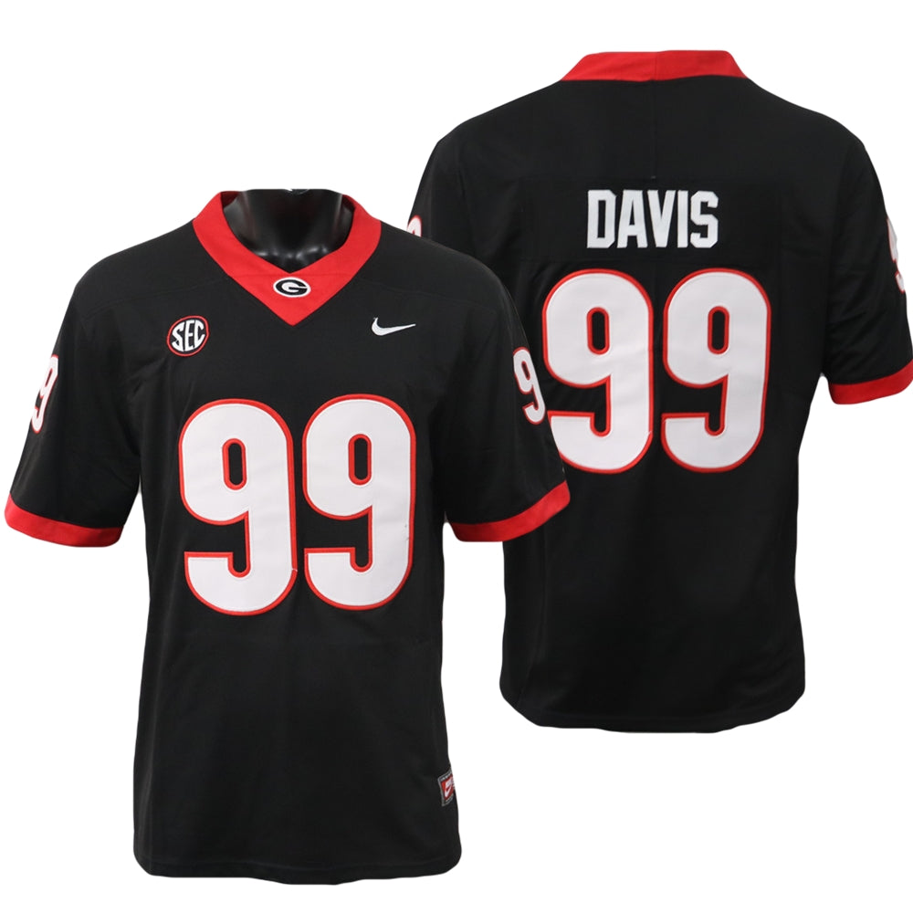 Georgia Bulldogs Jordan Davis Jersey #99 College Football Game Black Alternative