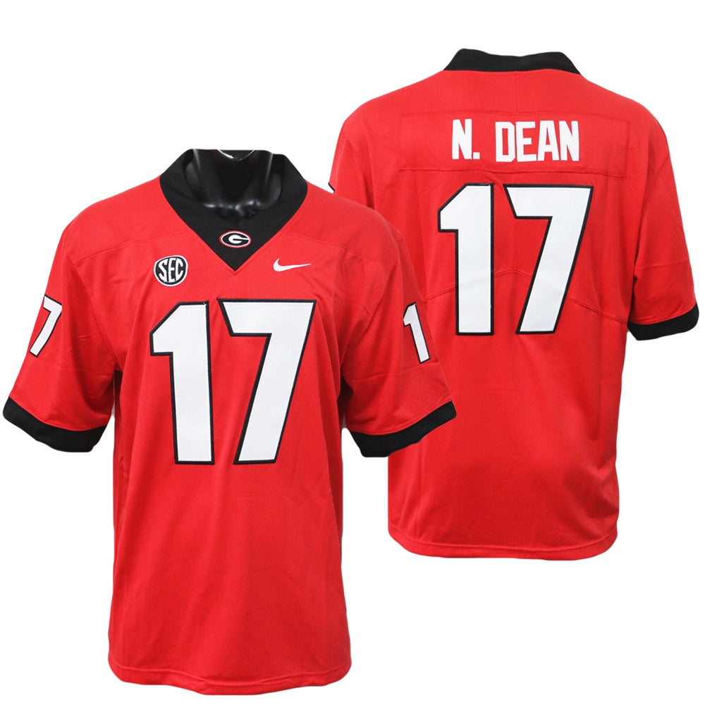 Georgia Bulldogs Nakobe Dean Jersey #17 College Football Game Red