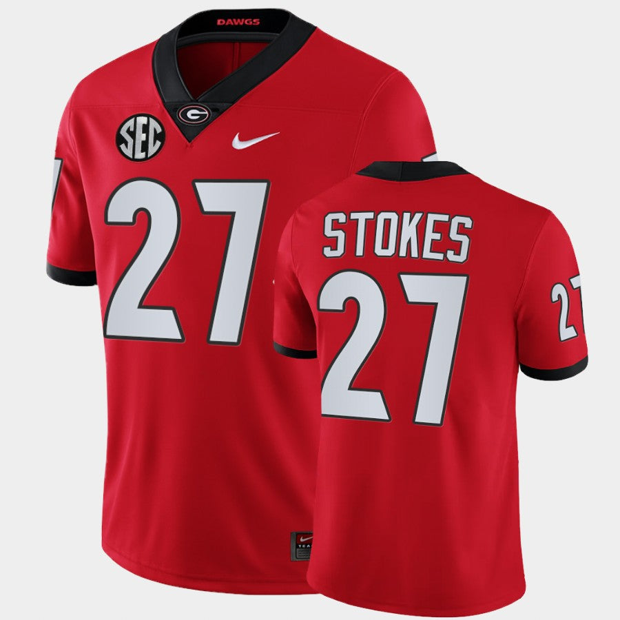 Georgia Bulldogs #27 Eric Stokes Red College Football Alumni Jersey