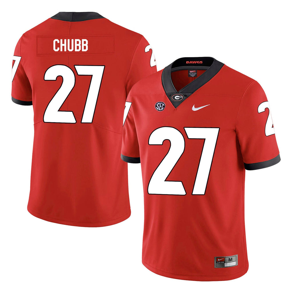 Georgia Bulldogs #27 Nick Chubb College Football Jersey Red