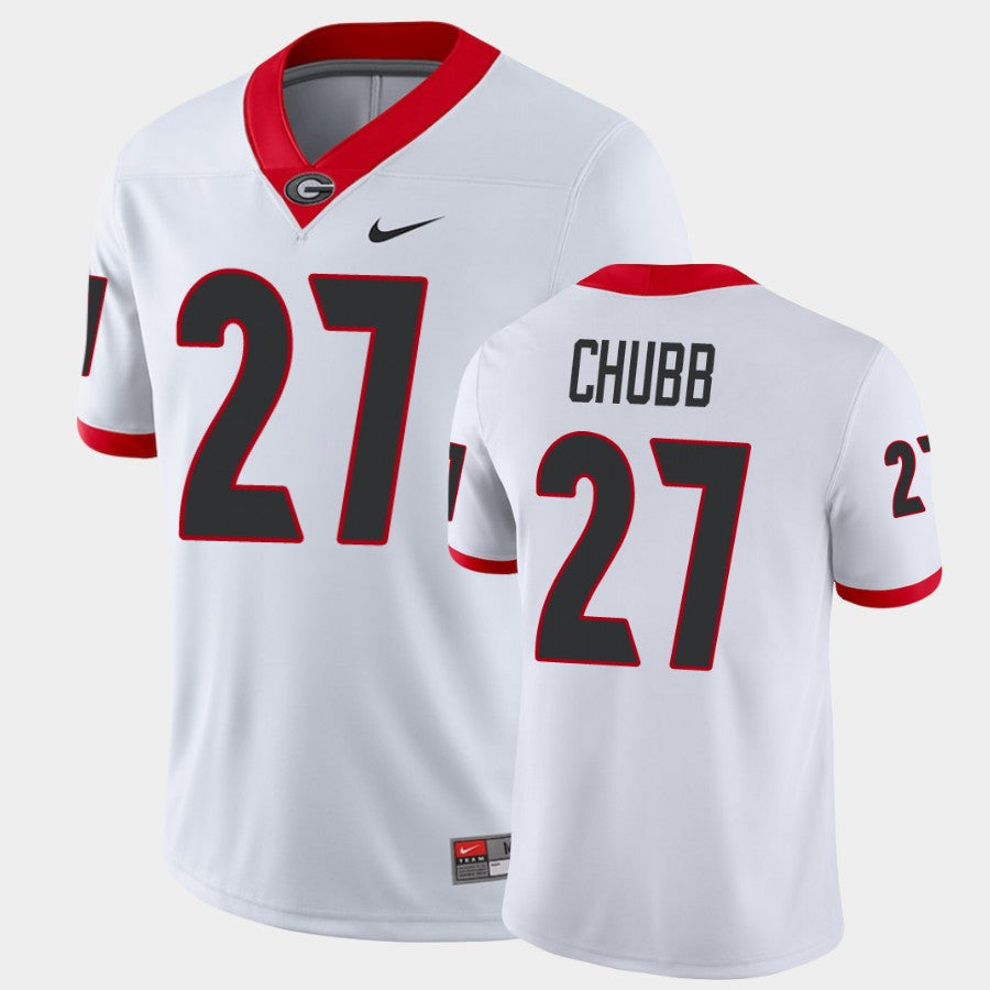 Georgia Bulldogs #27 Nick Chubb White Game College Football Jersey