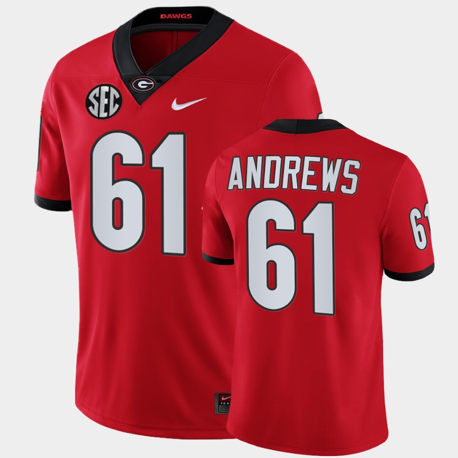 Georgia Bulldogs #61 David Andrews Red College Football Alumni Jersey