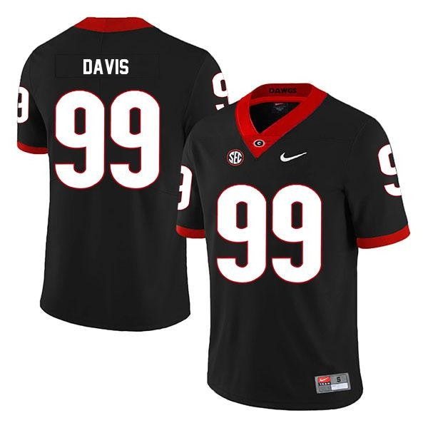 Georgia Bulldogs #99 Jordan Davis Jersey Black College Football NCAA