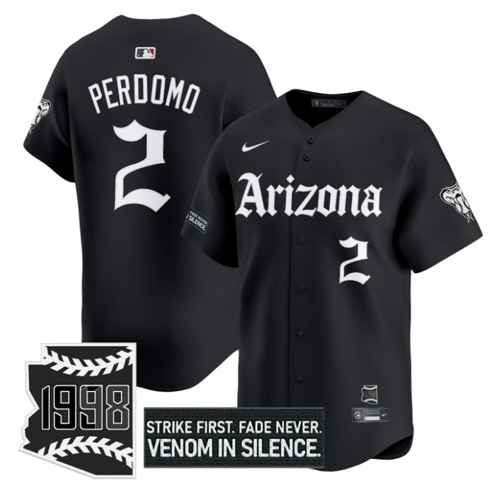Geraldo Perdomo Jersey #2 Arizona Diamondbacks Gothic Desert Fang Edition Black