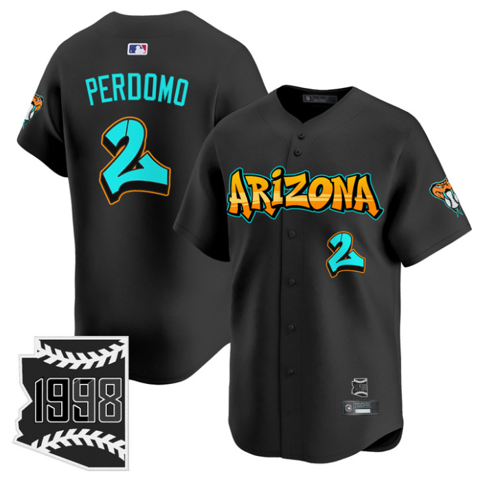 Geraldo Perdomo Jersey #2 Arizona Diamondbacks Graffiti Desert Ink Edition Black
