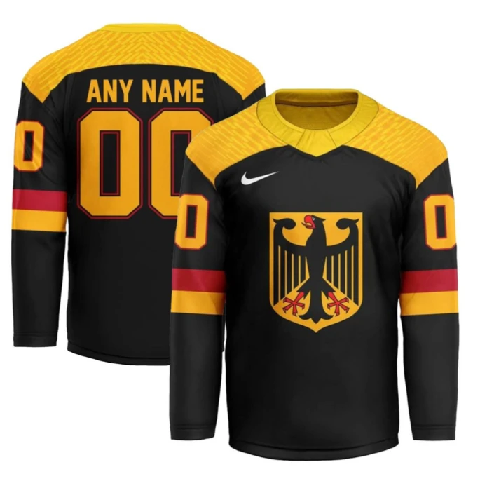 Germany National Ice Hockey Custom Black Jersey - All Stitched
