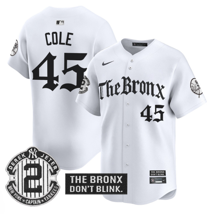 Gerrit Cole Jersey #45 Yankees The Bronx Gothic Ink Drop Edition White
