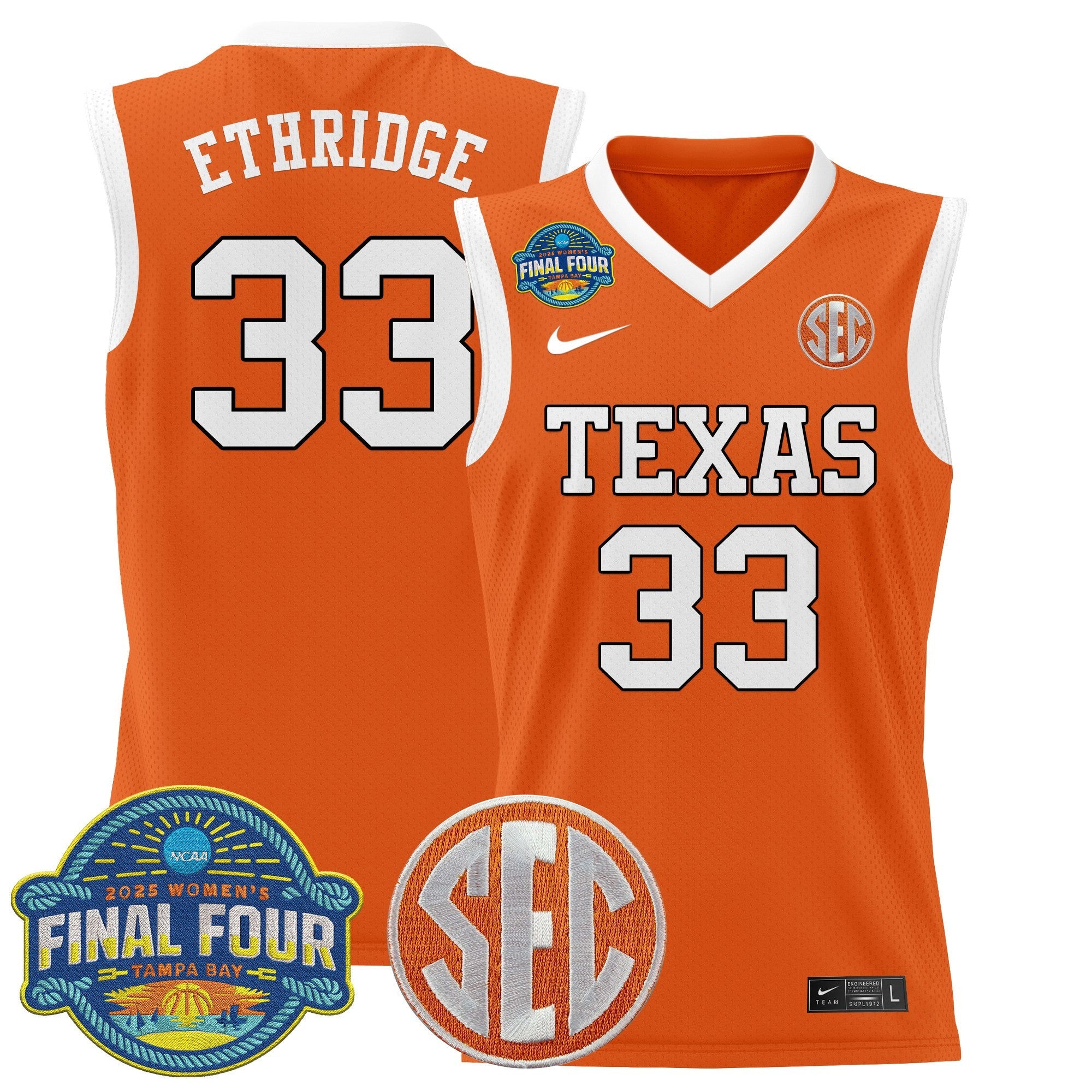 Kamie Ethridge Jersey #33 Texas Longhorns 2025 Sec Final Four Patch Gold