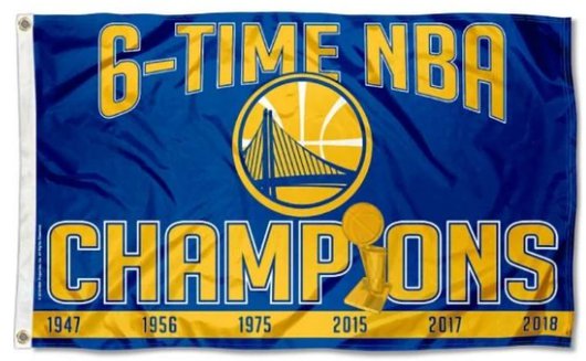 Golden State Warriors 6 Time Champions Flag 3X5Ft Polyester Banner USA Digital Print