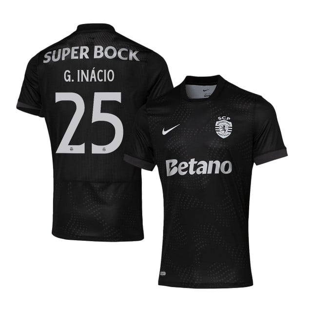 Gonçalo Inácio 25 Sporting CP 2025-26 Away Match Jersey – Black