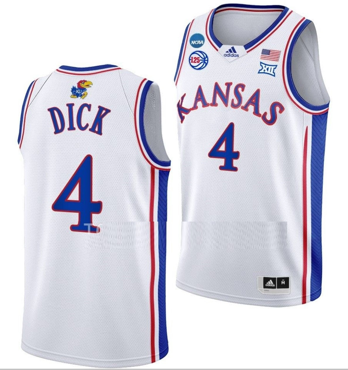 Gradey Dick Jersey Kansas Jayhawks College Basketball 2023 NCAA March Madness White #4