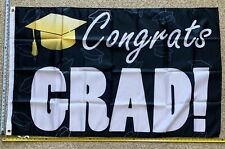 Graduation Flag Congrats Grad Black Celebrate Party Sign Poster 3x5'