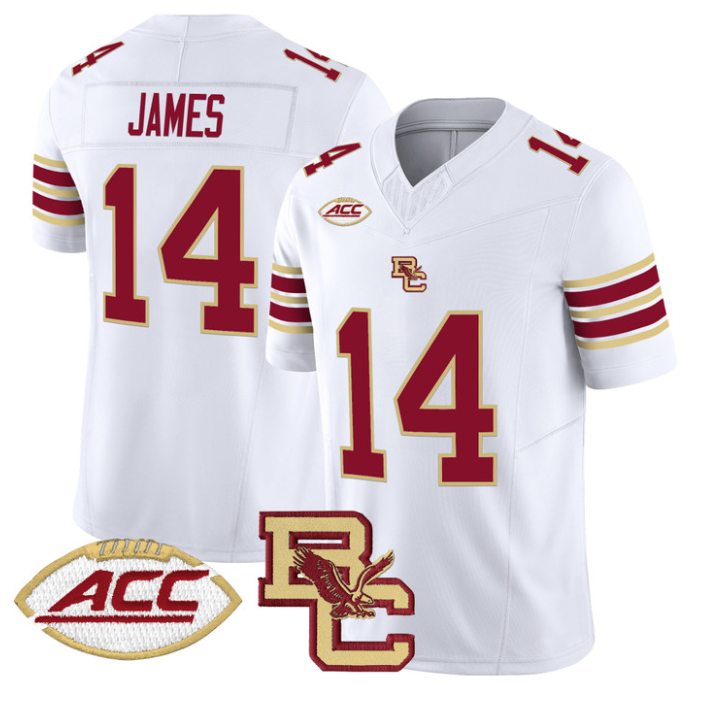 Grayson James Jersey #14 Boston College Eagles 2025 Vapor Stitched White