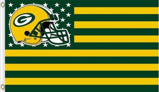 Green Bay Packers Star and Strips Flag 3X5 Ft Polyester Banner USA 90x150cm