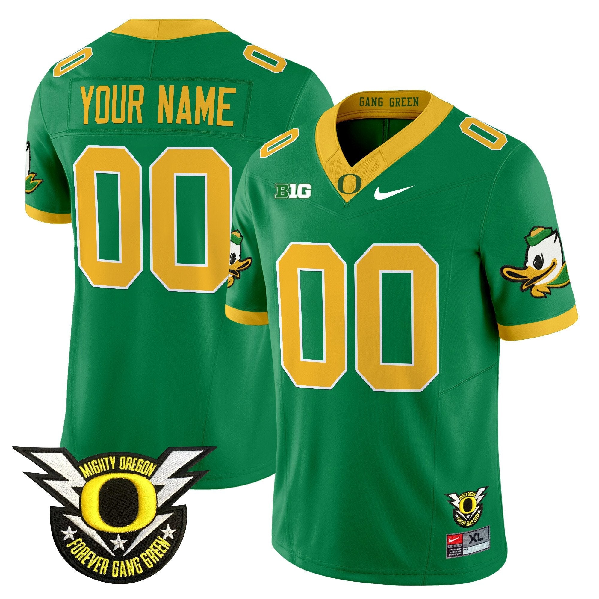 Custom Oregon Ducks Jersey Name, Number 2025 Vapor Limited V2 Stitched Green