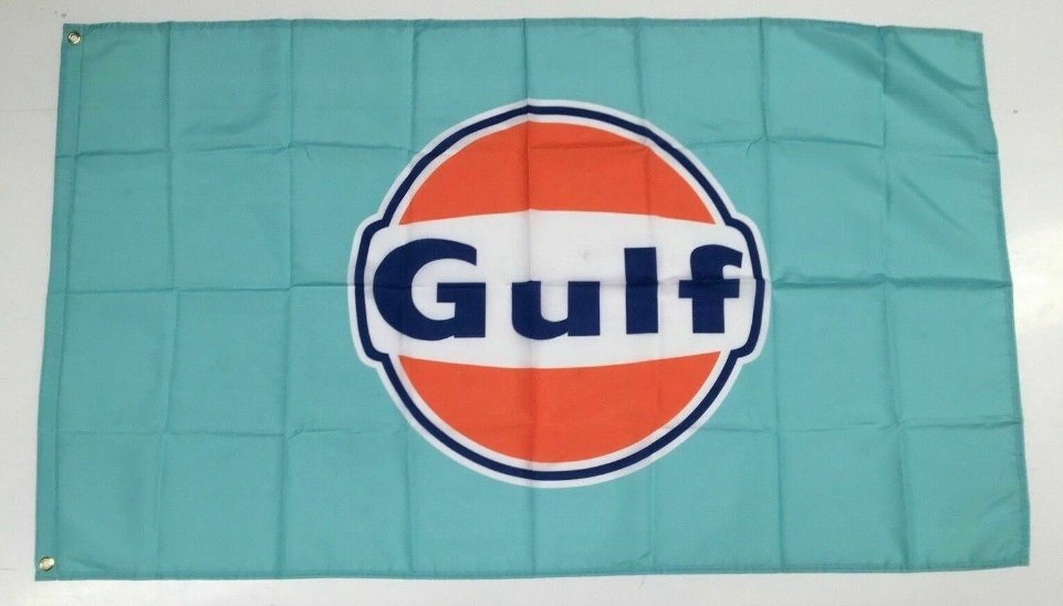 Gulf Banner Flag - Car Motor Sports Oil Fuel Racing Workshop Mechanic Man Cave 3x5ft