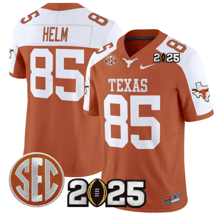 Gunnar Helm Jersey #85 Texas Longhorns 2025 CFP Final Patch Orange Alternate
