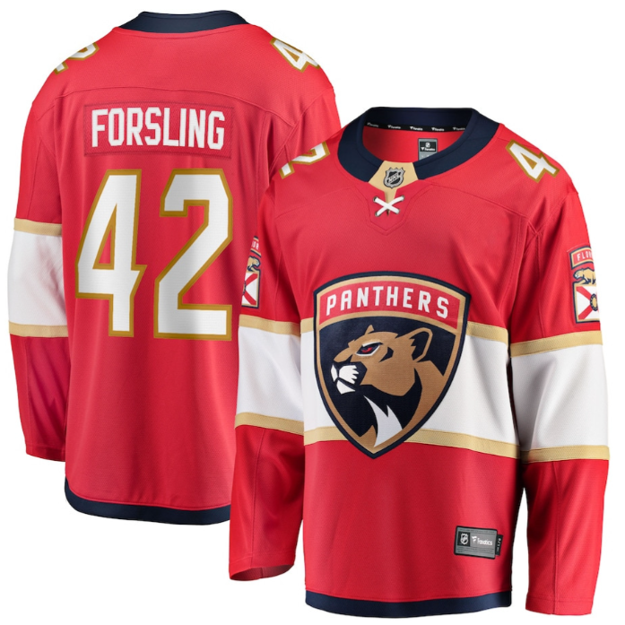 Gustav Forsling 42 Florida Panthers 2025 Breakaway Player Men Jersey Red