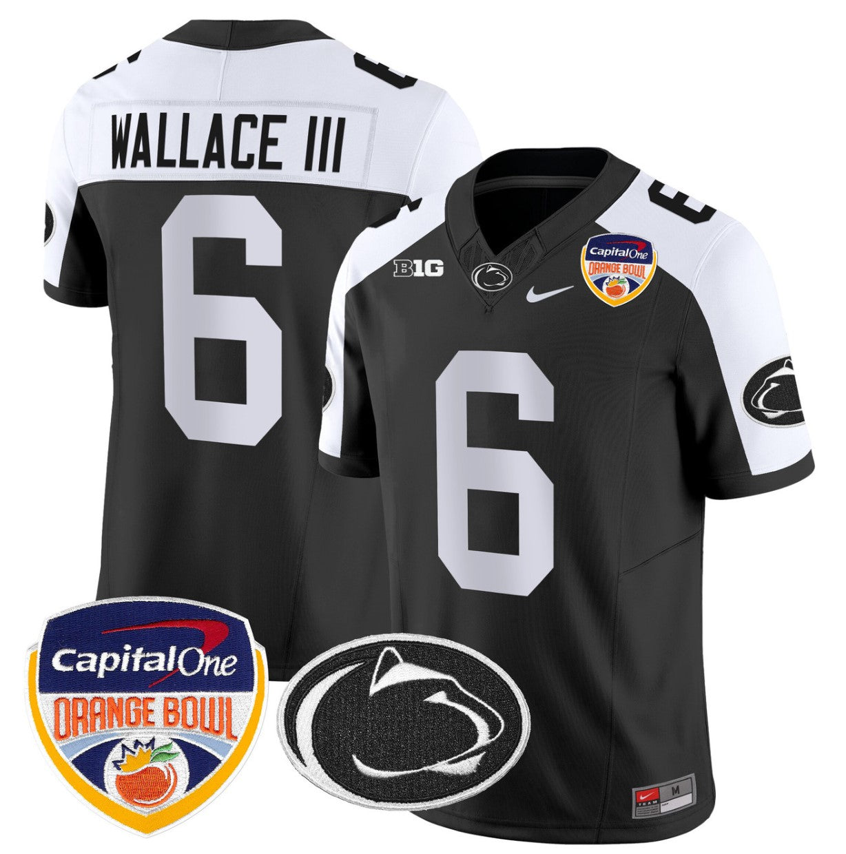 Harrison Wallace III Jersey #6 Penn State Orange Bowl Patch Black Alternate