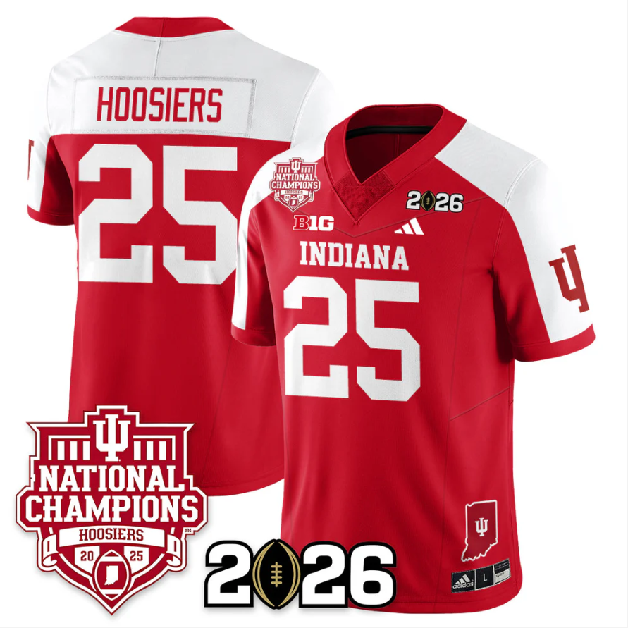 Hoosiers Jersey #25 Indiana Hoosiers 2025 National Champions Stitched Red Alternate