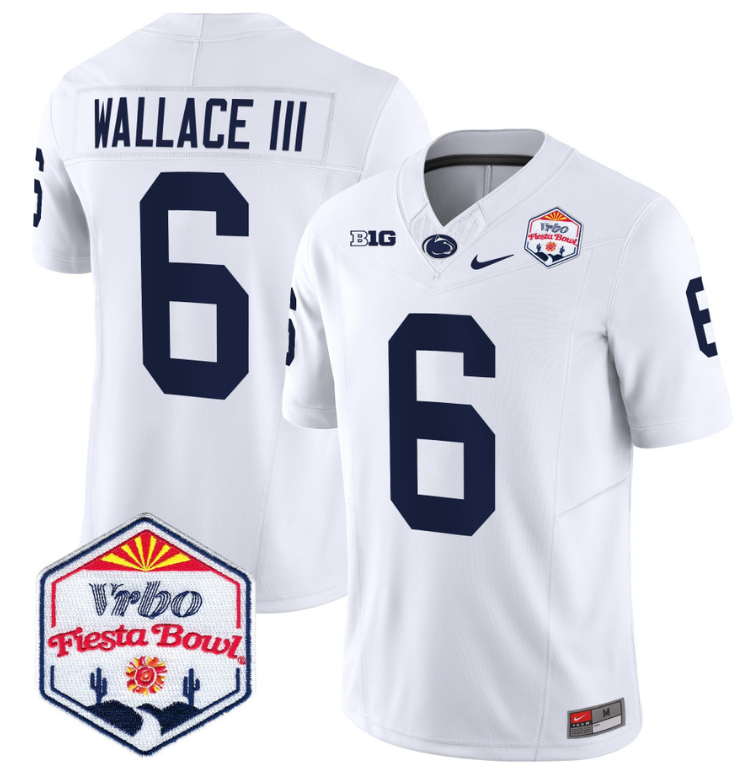 Harrison Wallace III Jersey #6 Penn State 2024 Fiesta Bowl Patch White