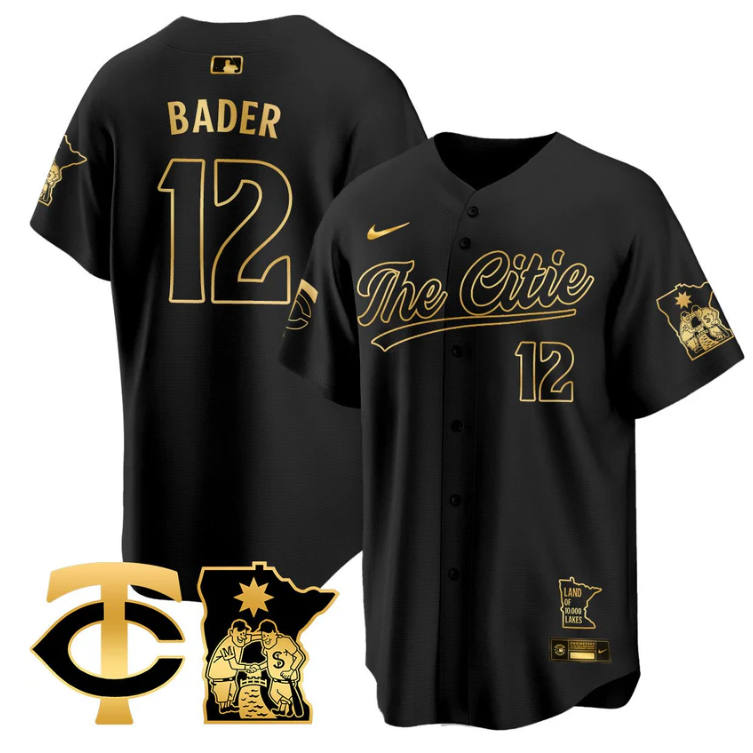 Harrison Bader Jersey #12 Minnesota Twins 2025 City Connect Concept Stitched Black Gold
