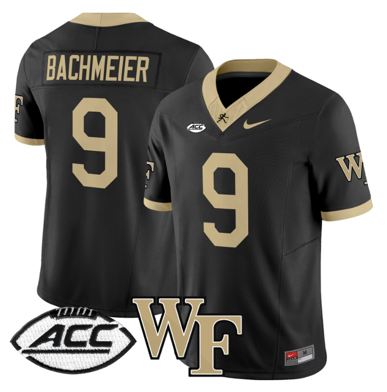 Hank Bachmeier Jersey #9 Wake Forest Demon Deacons 2024 Stitched Black
