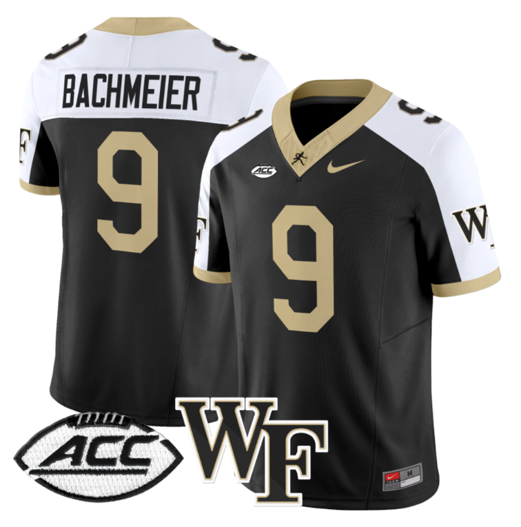 Hank Bachmeier Jersey #9 Wake Forest Demon Deacons 2024 Stitched Black Alternate