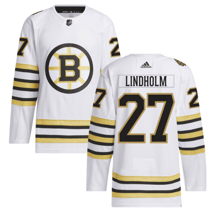 Hampus Lindholm 27 Boston Bruins 100th Anniversary Primegreen Away Men Jersey White
