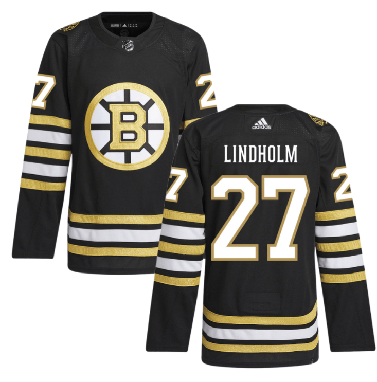 Hampus Lindholm 27 Boston Bruins 100th Anniversary Primegreen Home Men Jersey Black