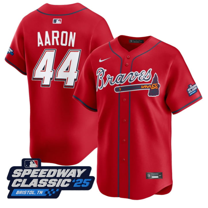Hank Aaron Jersey #44 Atlanta Braves Speedway Classic Limited Stitched Red
