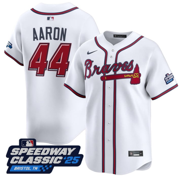 Hank Aaron Jersey #44 Atlanta Braves Speedway Classic Limited Stitched White