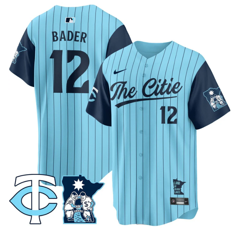 Harrison Bader Jersey #12 Minnesota Twins 2025 City Connect Concept Stitched Blue