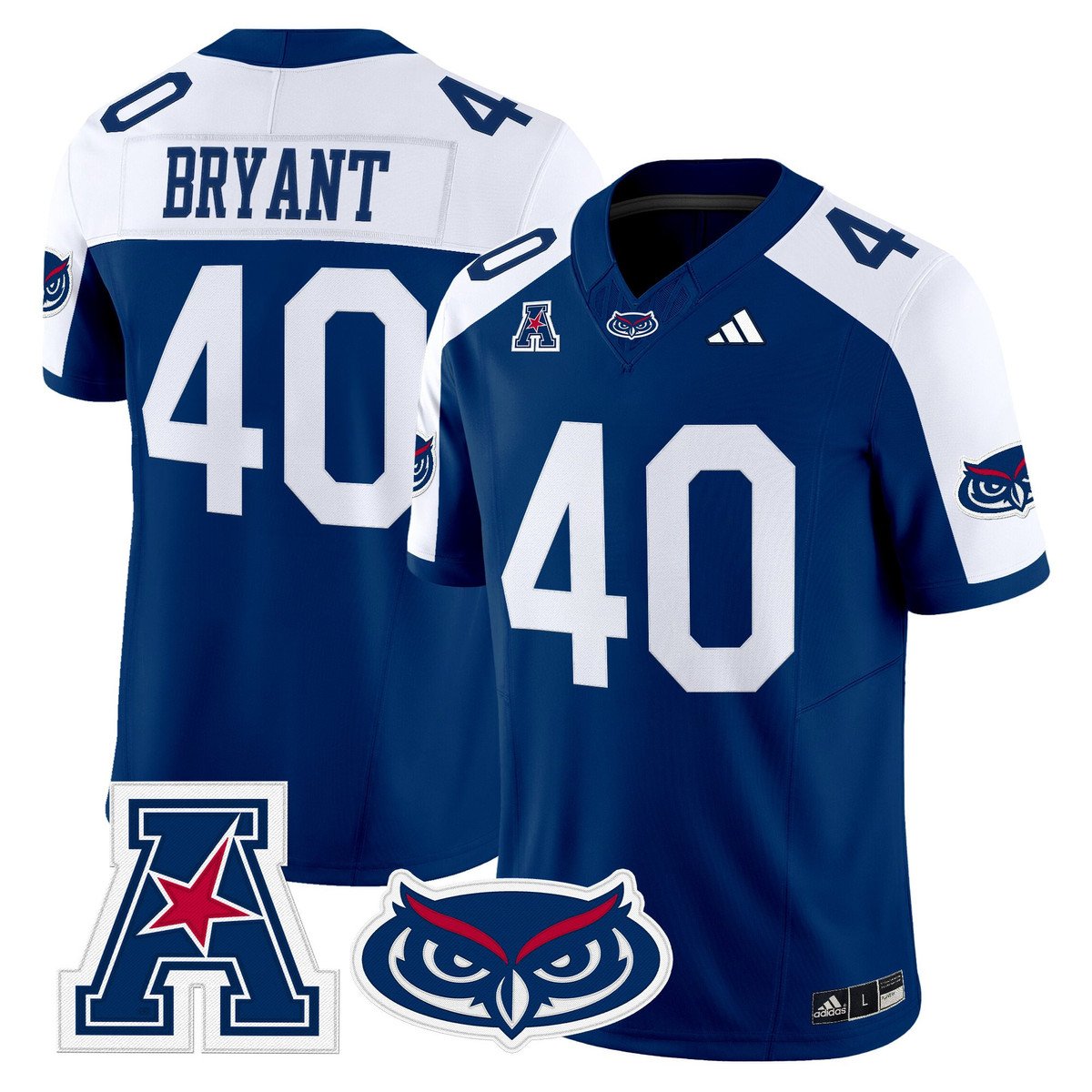 Harrison Bryant Jersey #40 Florida Atlantic Owls 2025 All Stitched Blue Alter