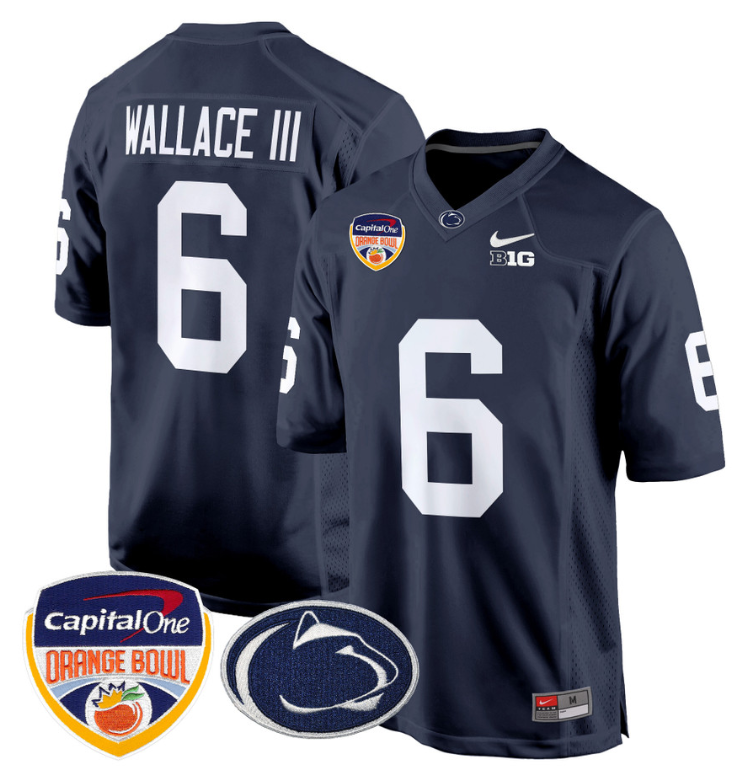Harrison Wallace III Jersey #6 Custom Penn State Orange Bowl Patch Navy