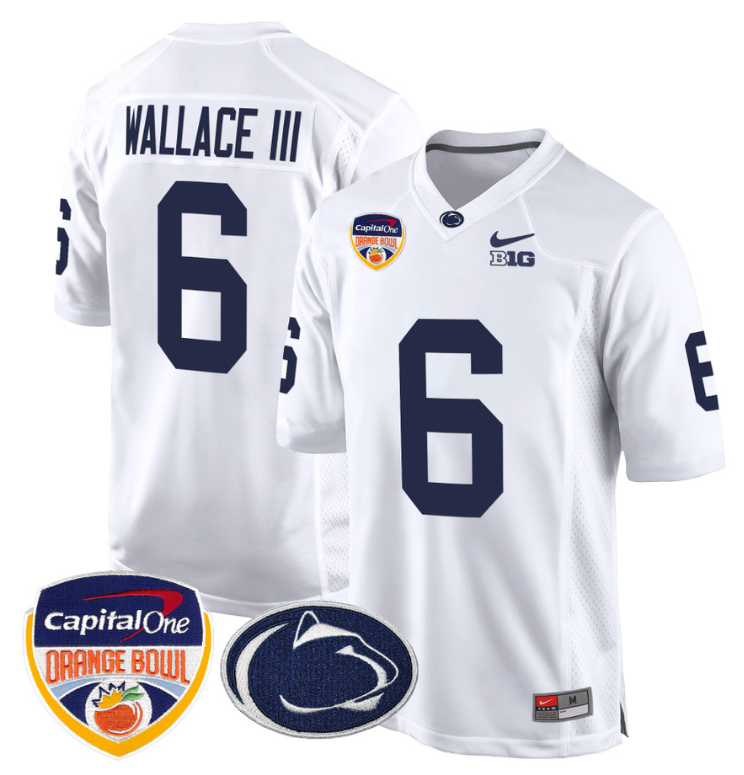 Harrison Wallace III Jersey #6 Custom Penn State Orange Bowl Patch White