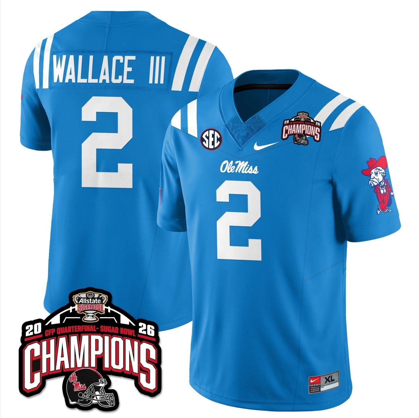 Harrison Wallace III Jersey #2 Ole Miss Sugar Bowl Champions Stitched